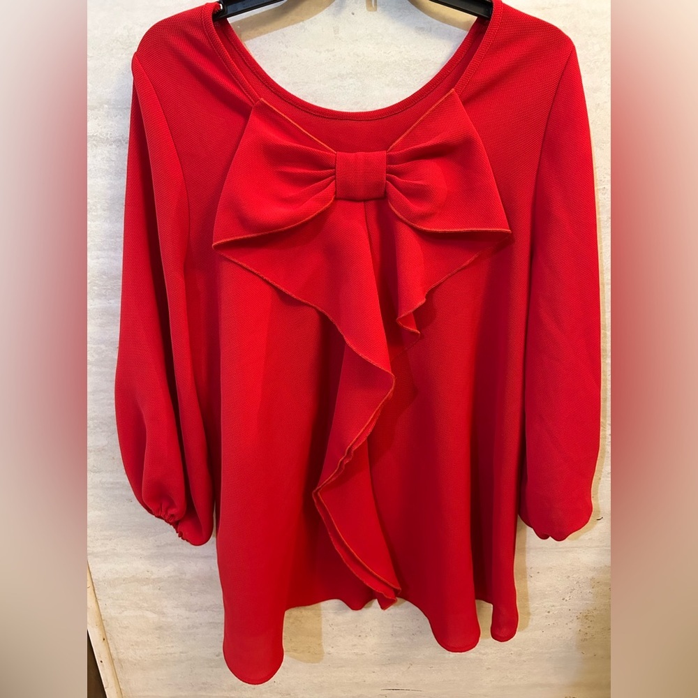 IC Collection By Connie K Bold Scarlet Tunic Top - Picture 5 of 13